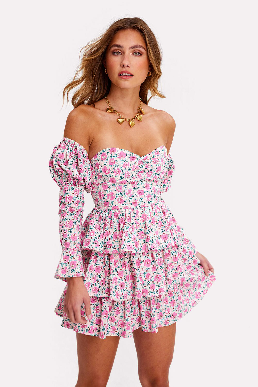 Pink dress with floral print