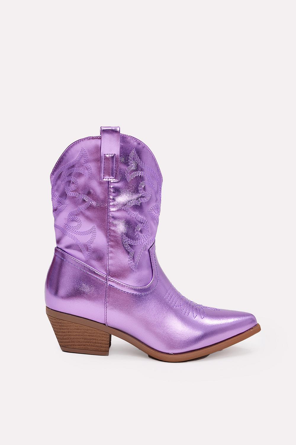 Purple metallic cowboy boots