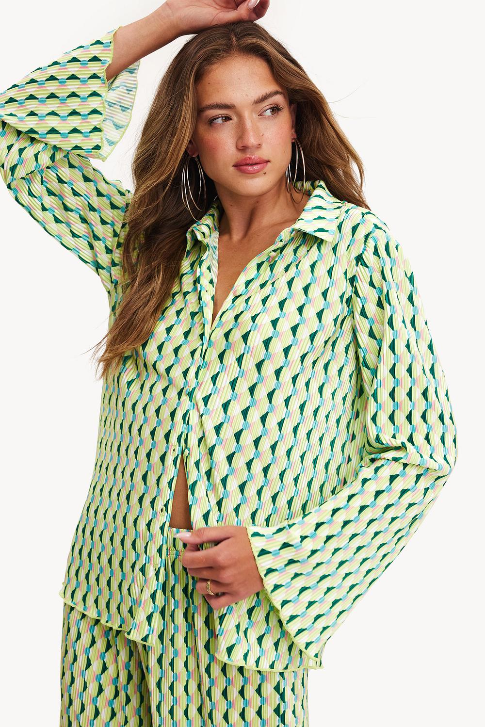 Groene blouse met grafische print