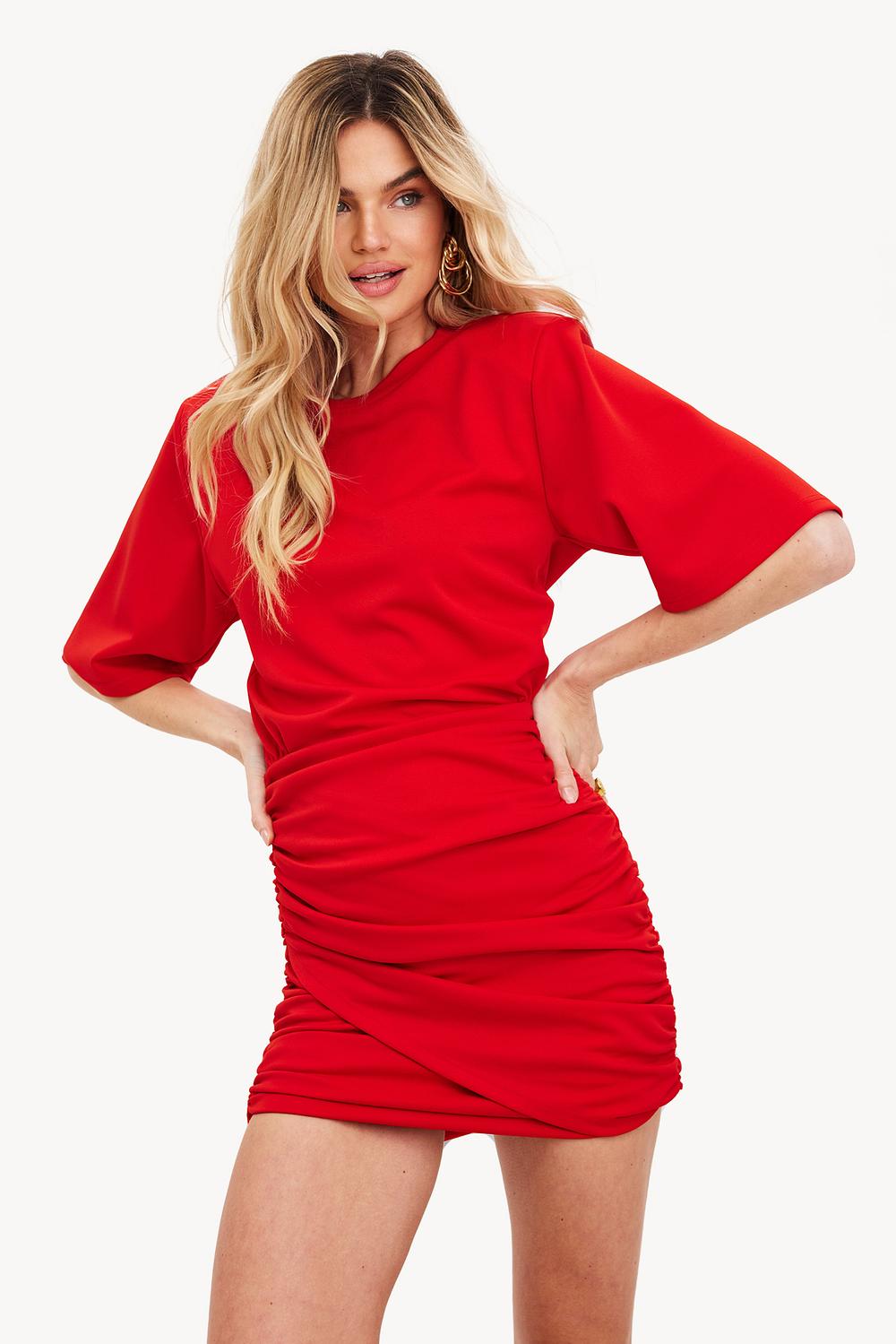 Rode T-shirt jurk