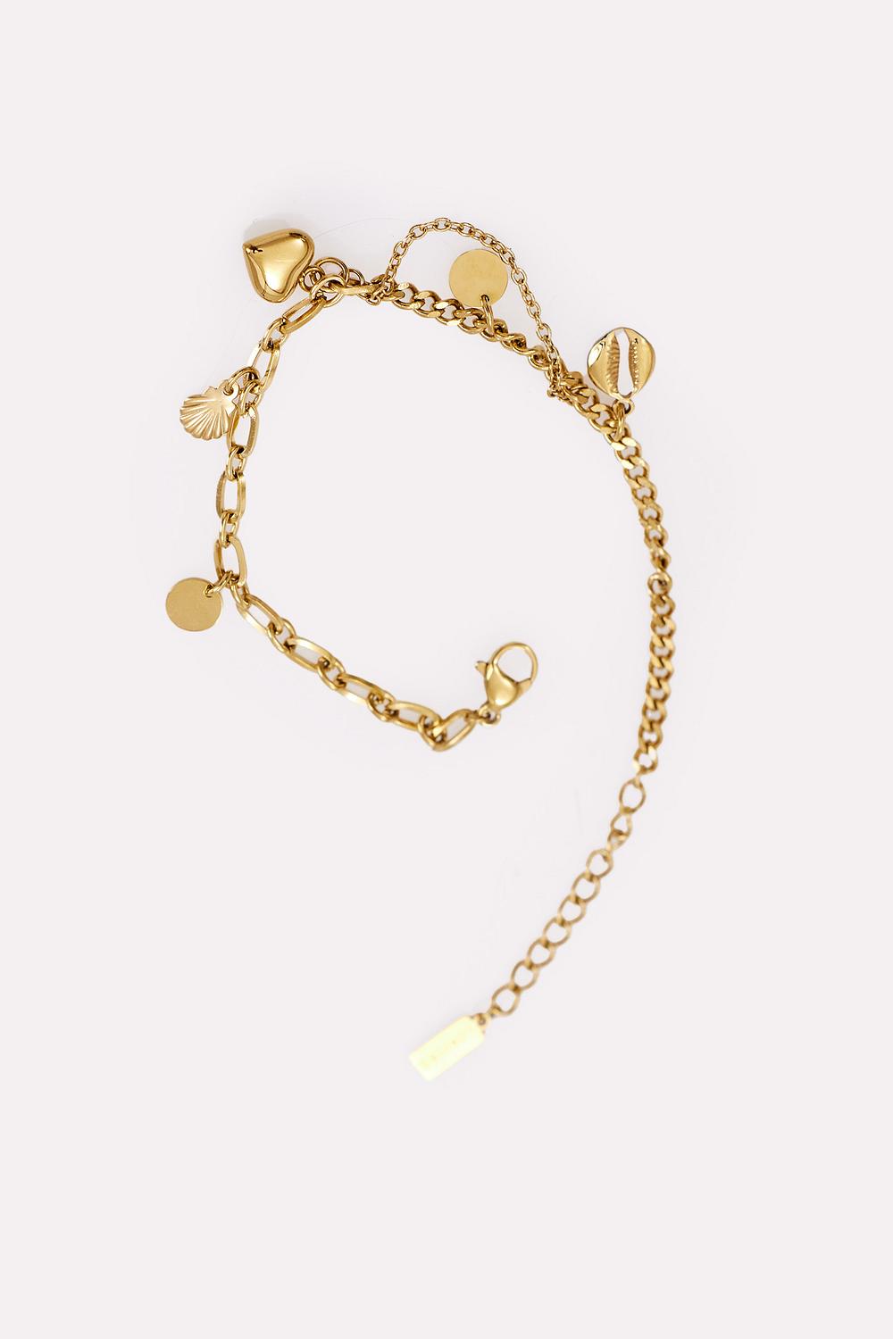 Golden bracelet with different charms