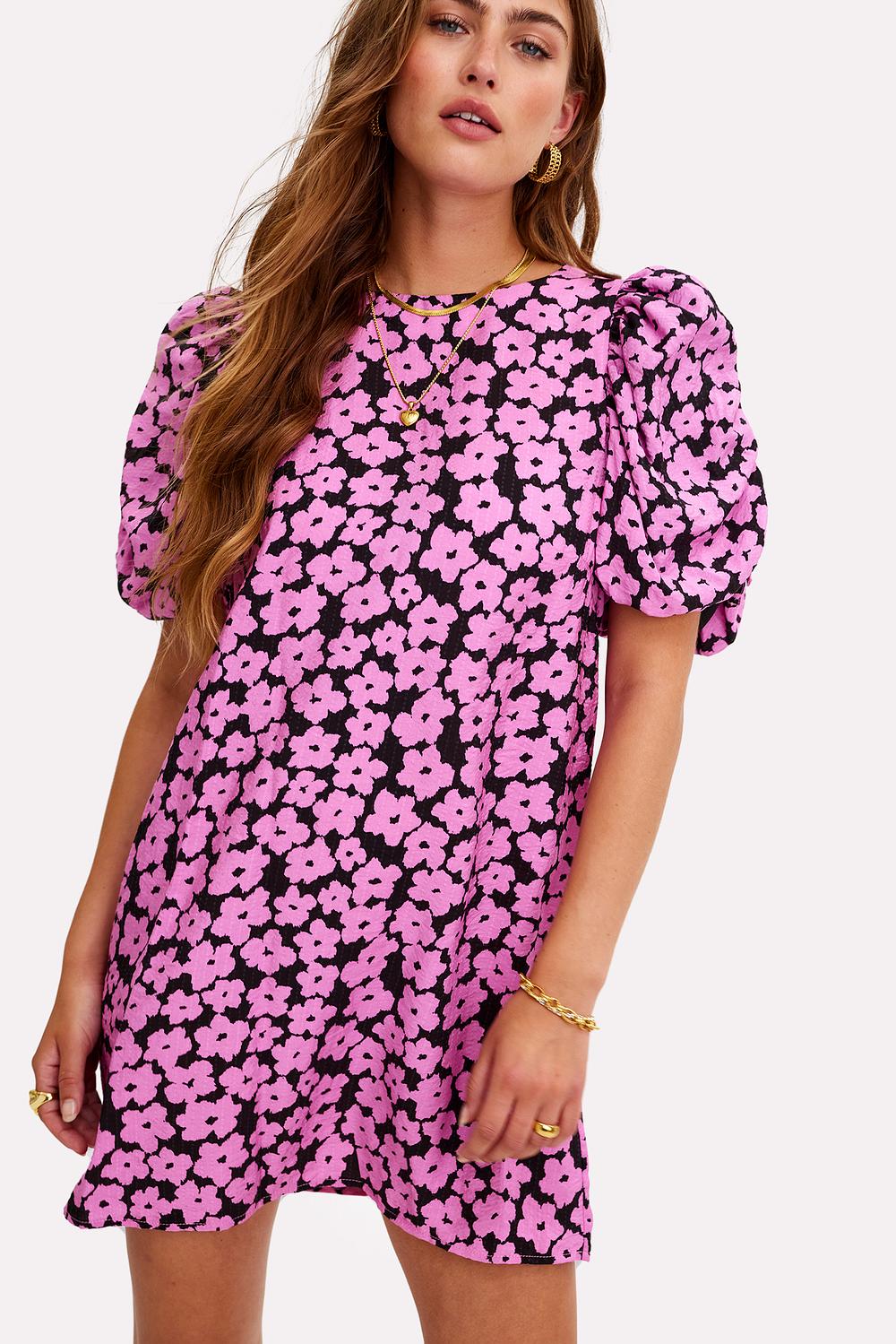 Pink dress with floral print