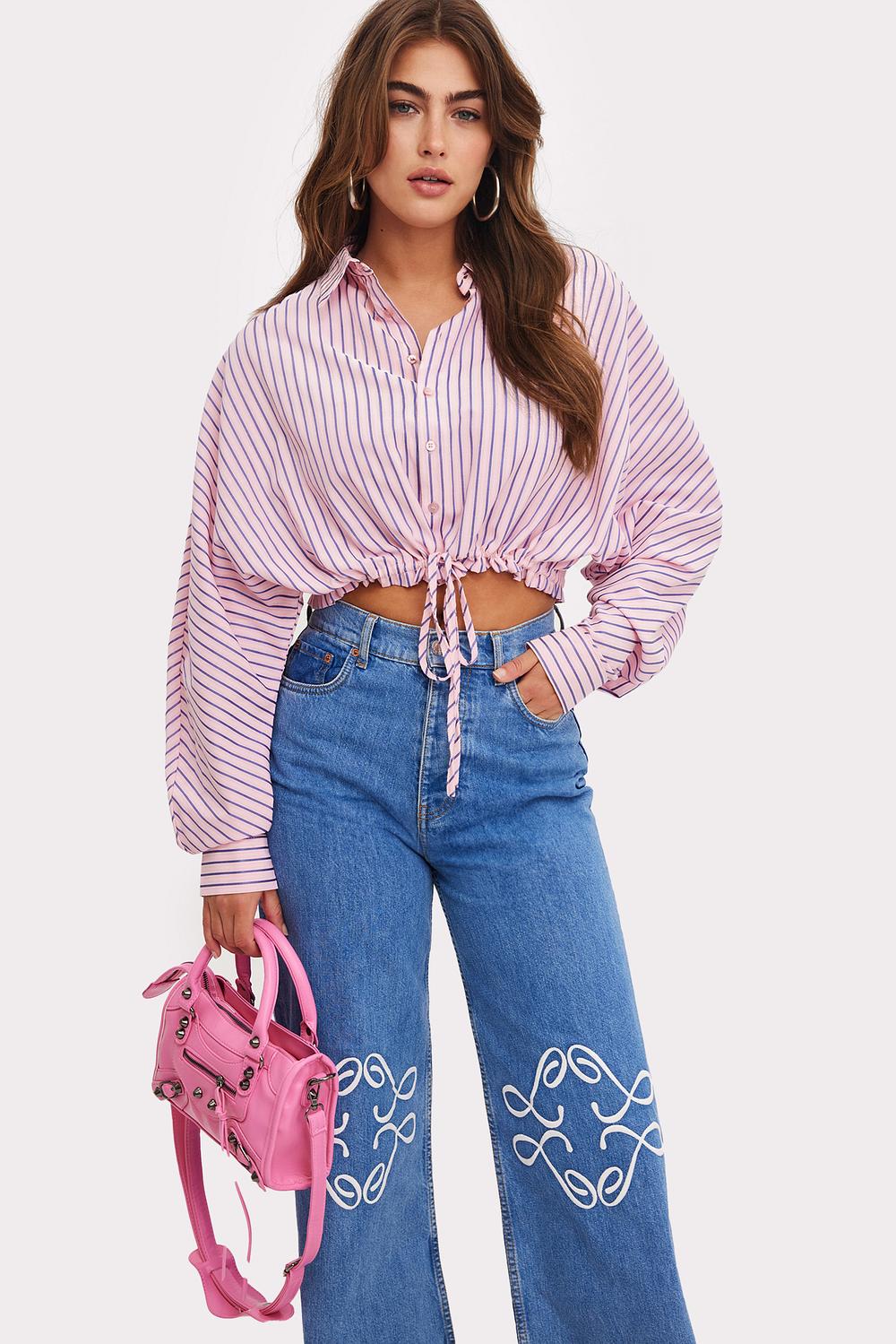Pink blouse with stripes