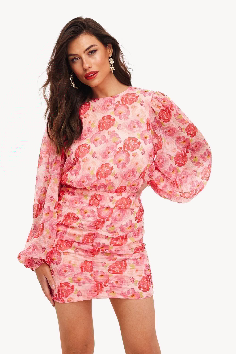 Robe orange à imprimé floral