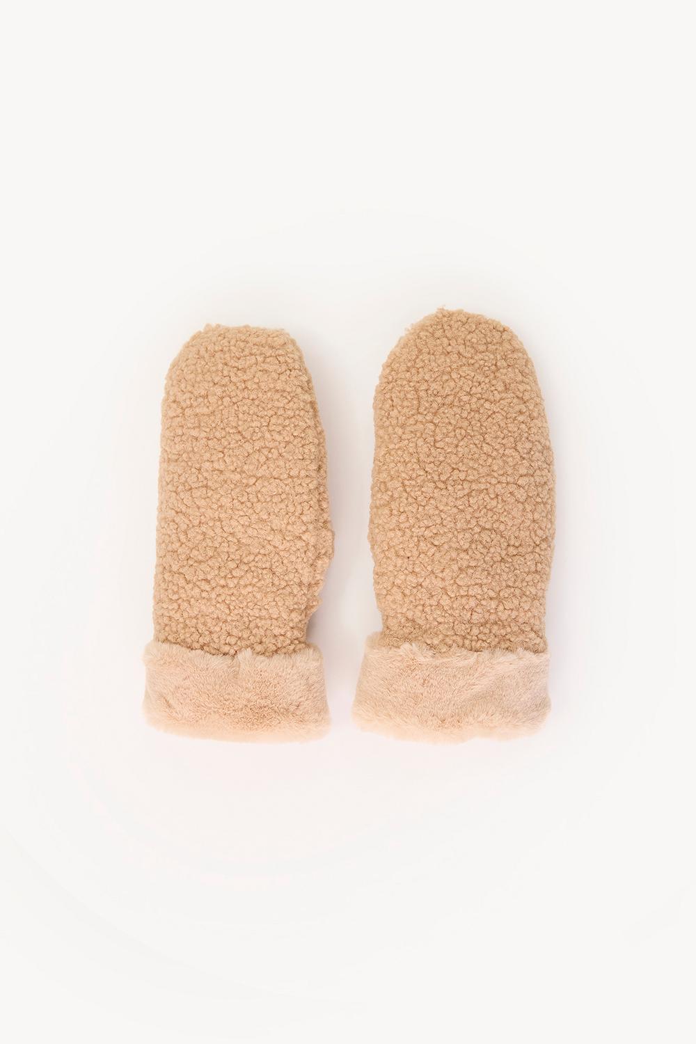 Gants en peluche marron clair