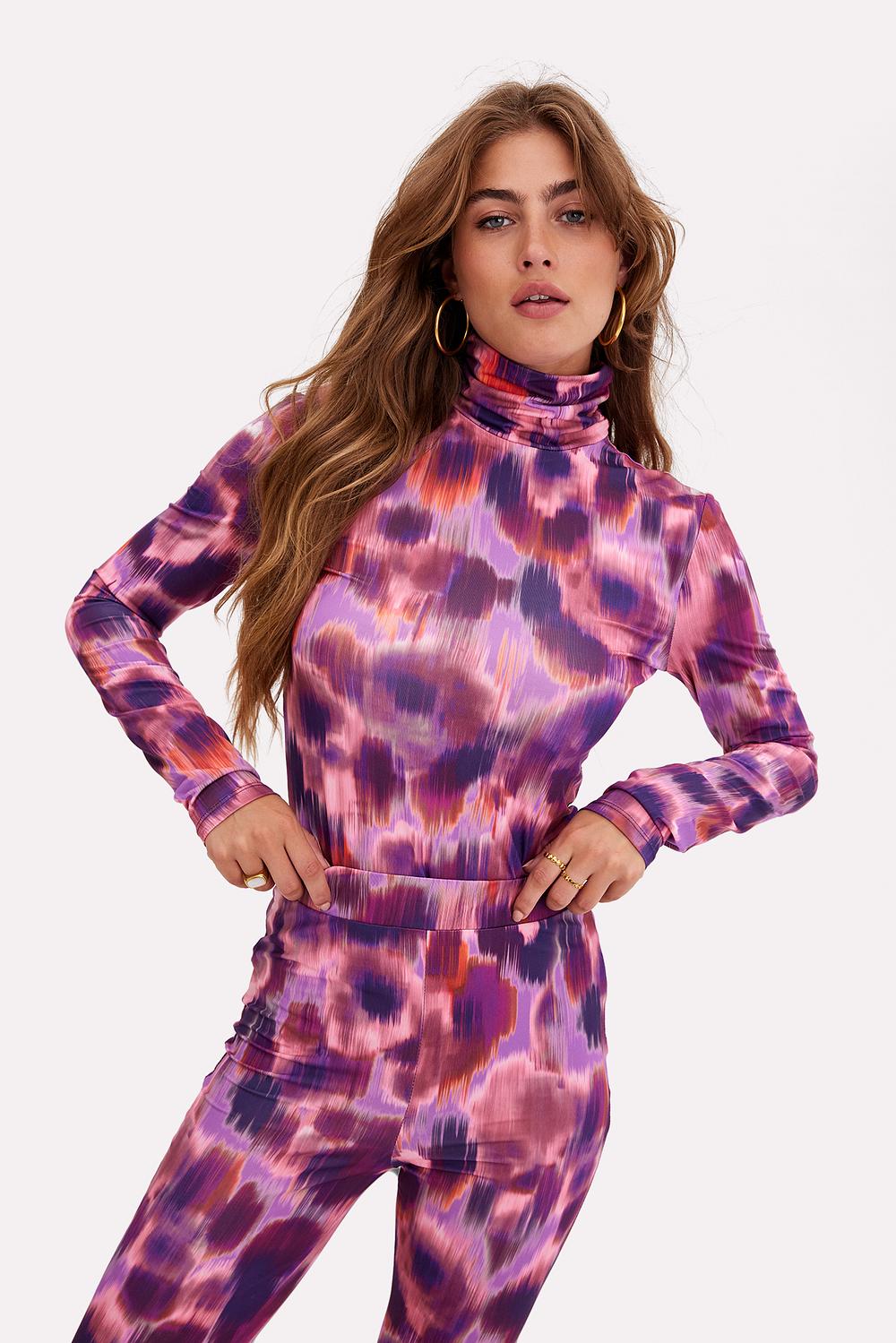 Purple top with graphic print