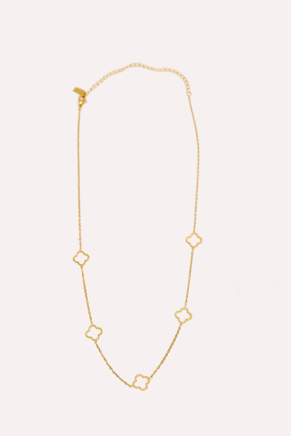Golden necklace with clover pendants