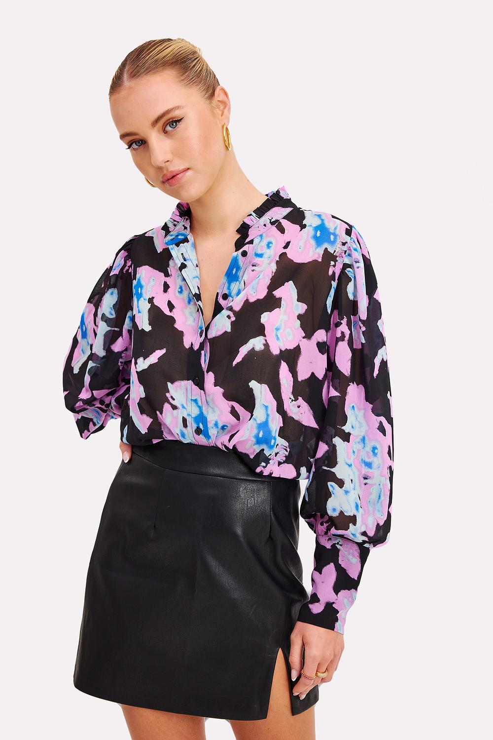Black blouse with floral print