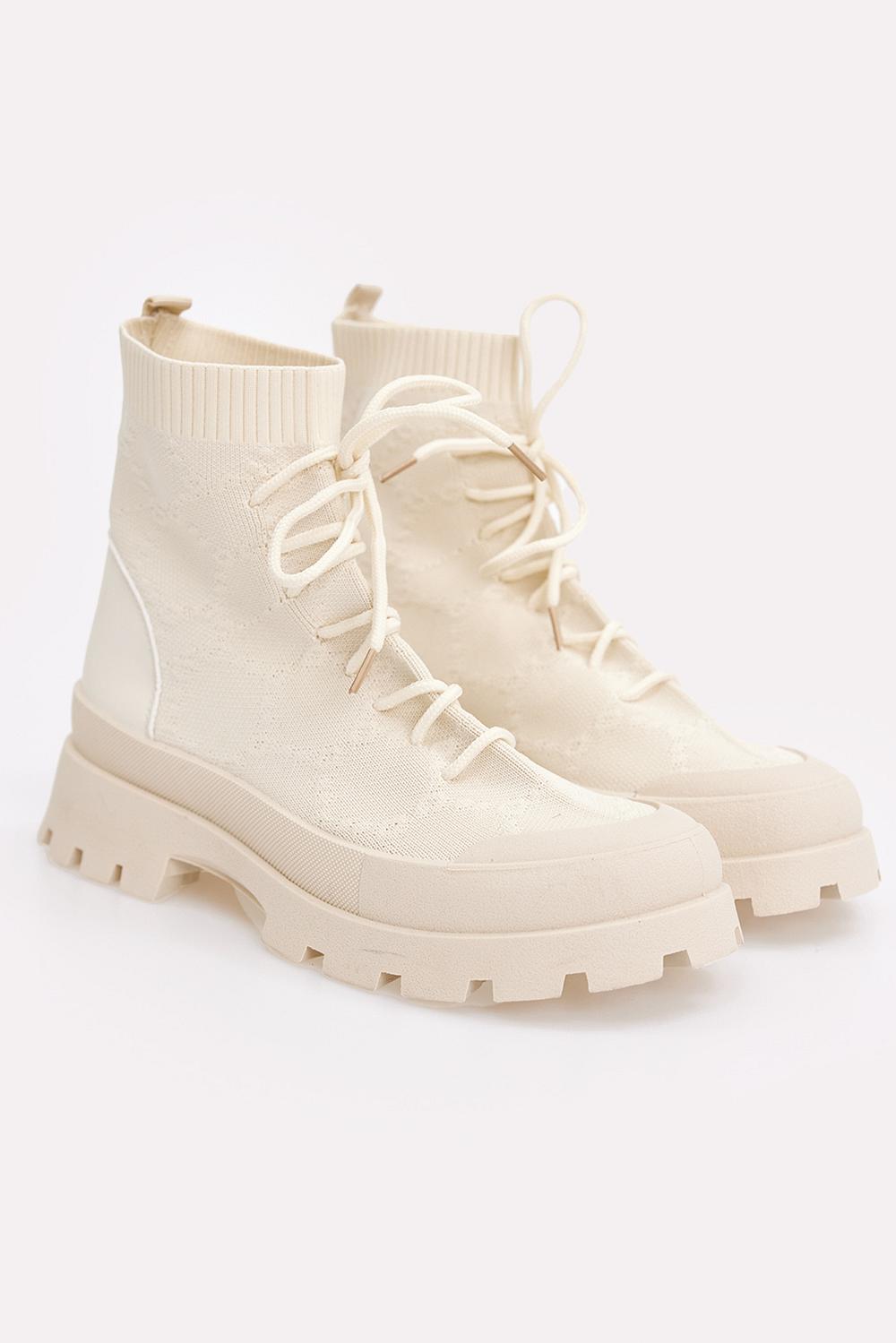 Beige sock boots