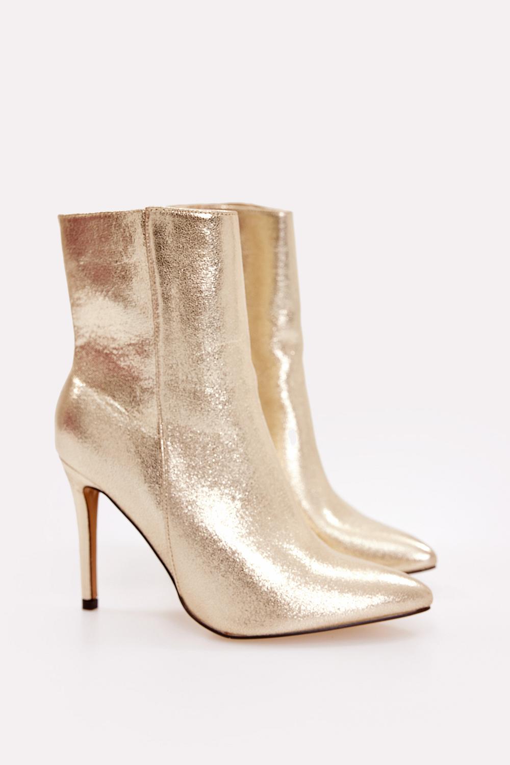 Golden ankle boots