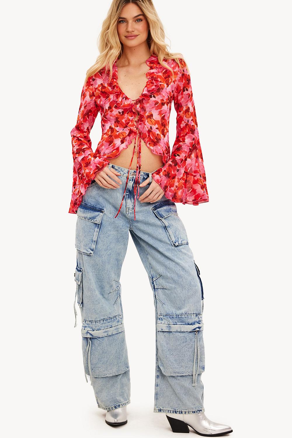 Blauwe denim cargo jeans