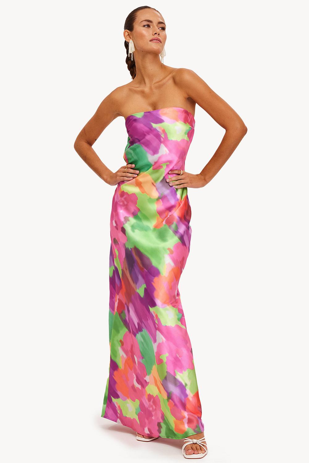 Pink maxi dress with graphic print
