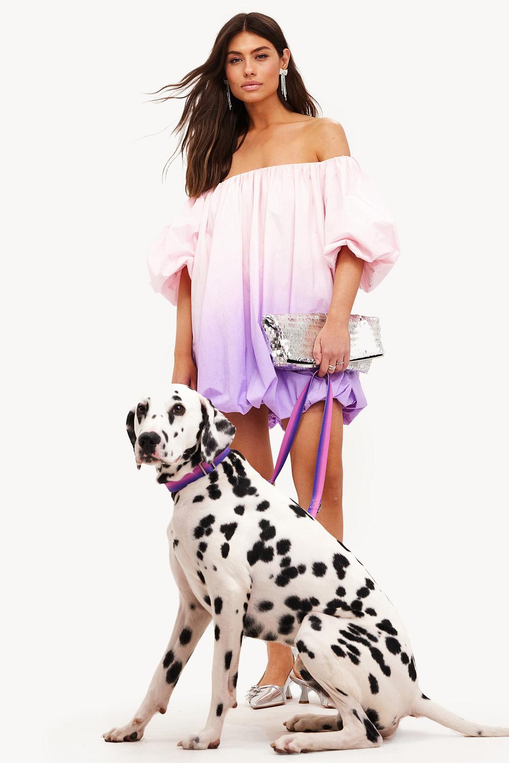 Pink dress with tie-dye print