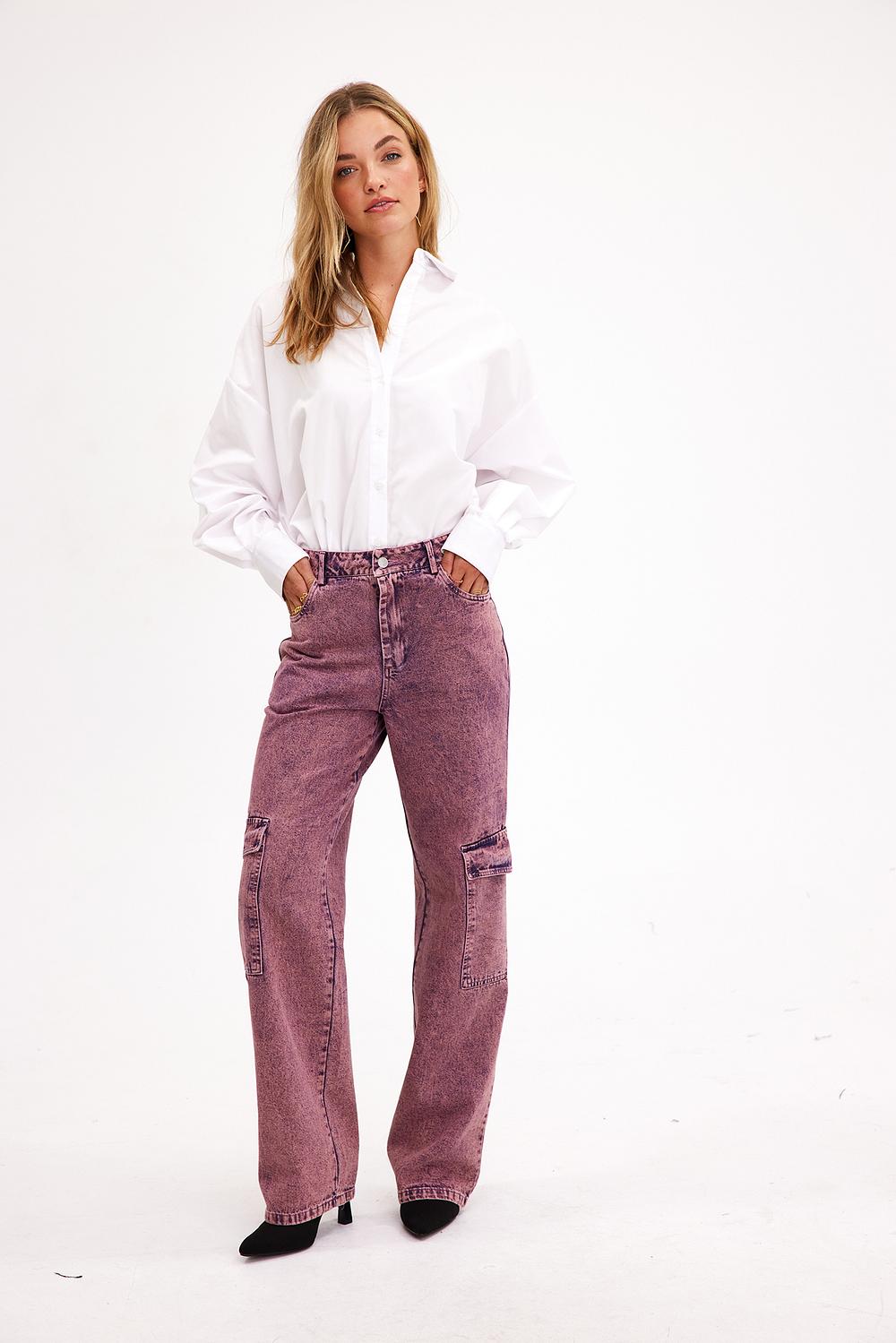 Pink straight fit jeans