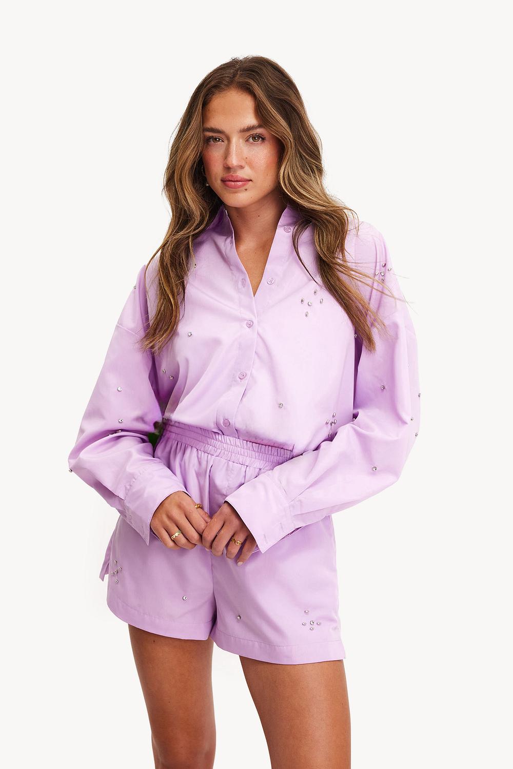Lilac blouse with embellishments