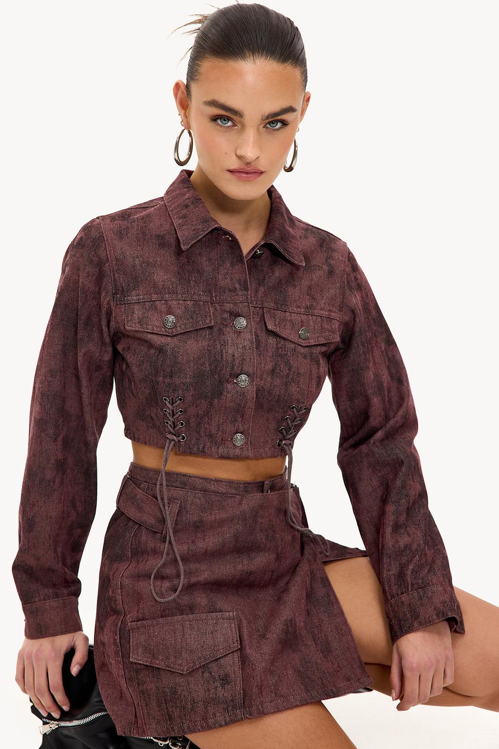 Chaqueta vaquera burdeos