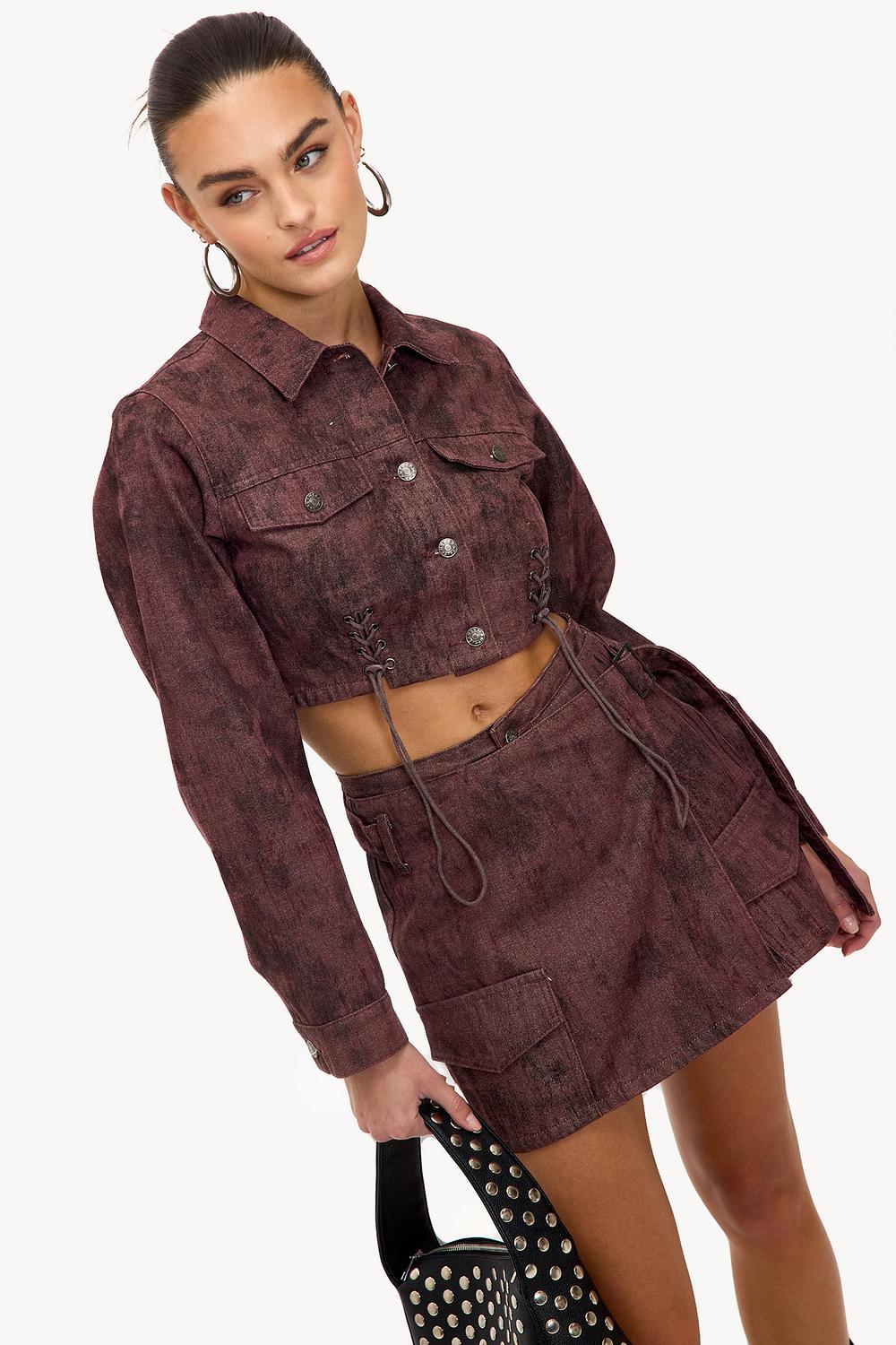 Bordeaux denim skort