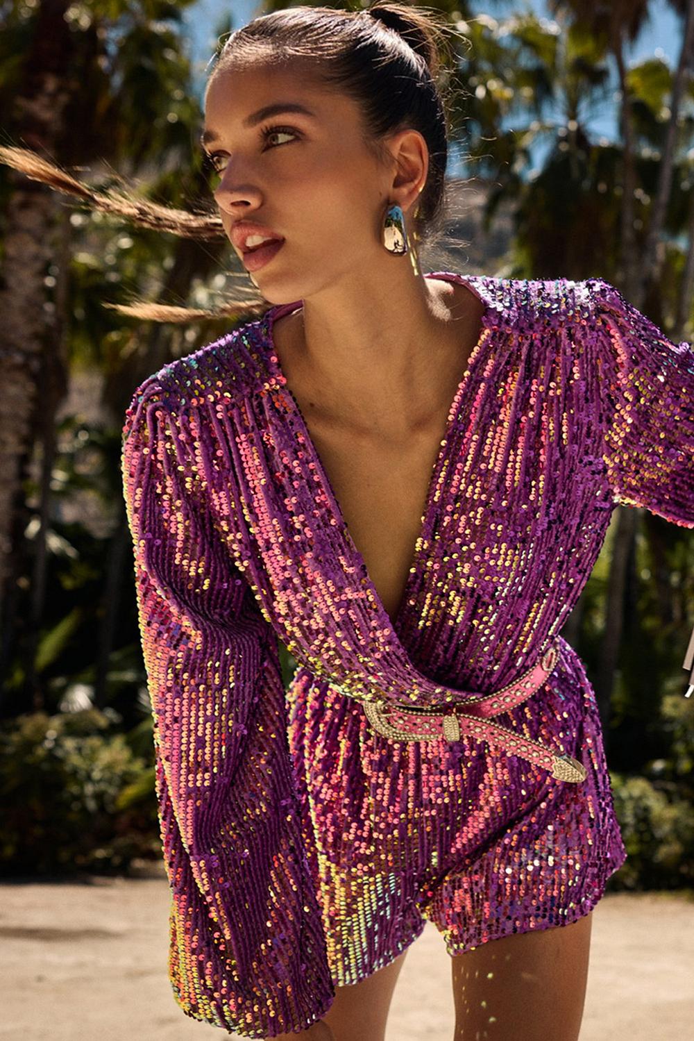 Purple playsuit with sequins