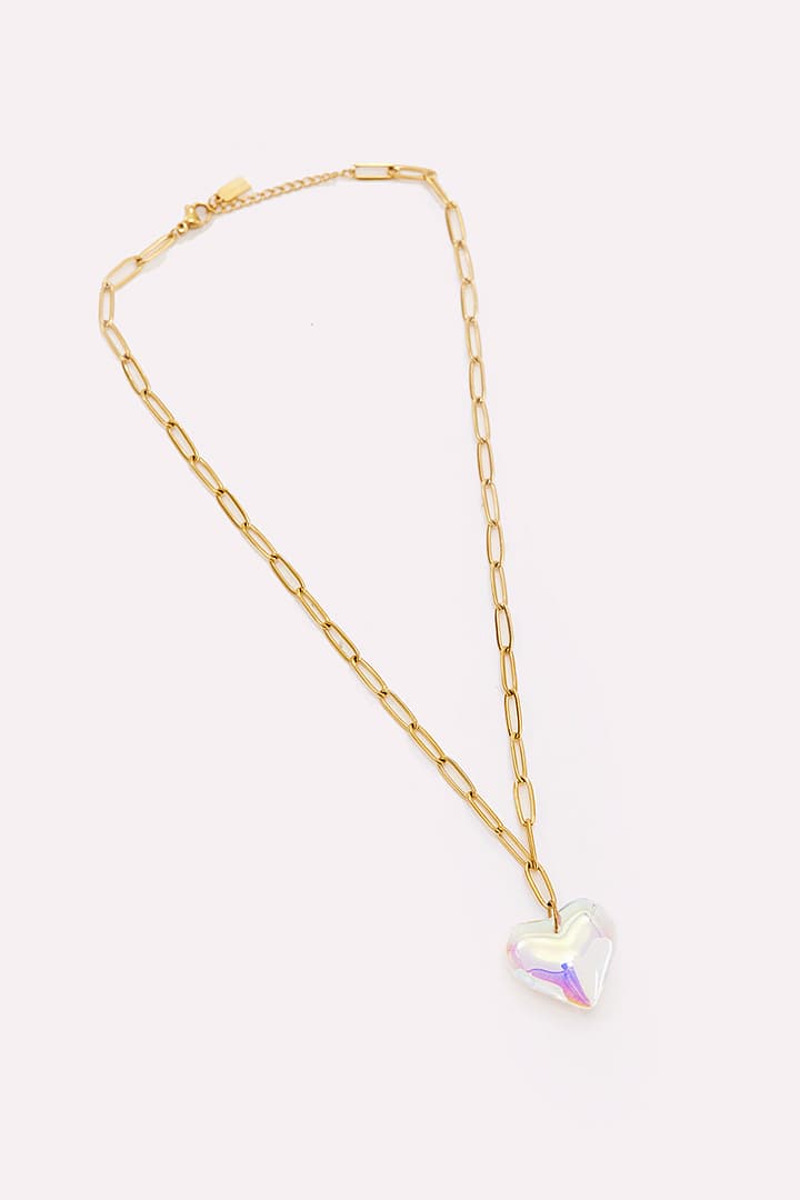 Golden necklace with heart