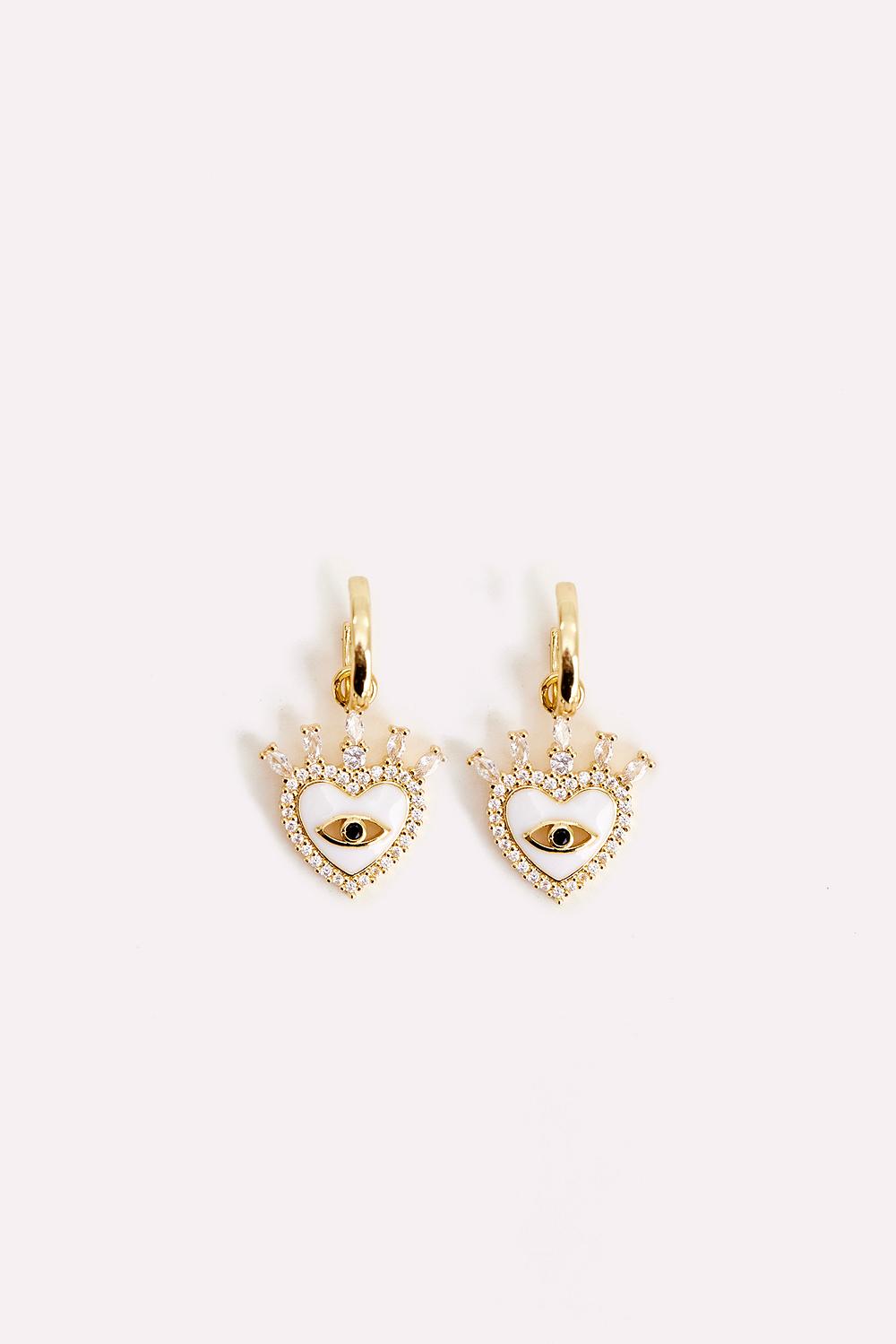 Golden earring with heart charm
