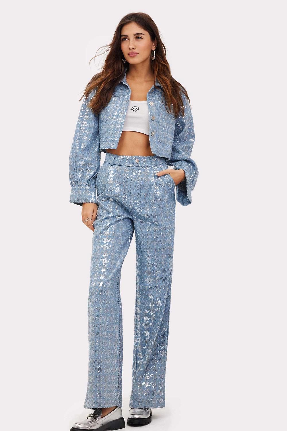Blue straight fit trousers