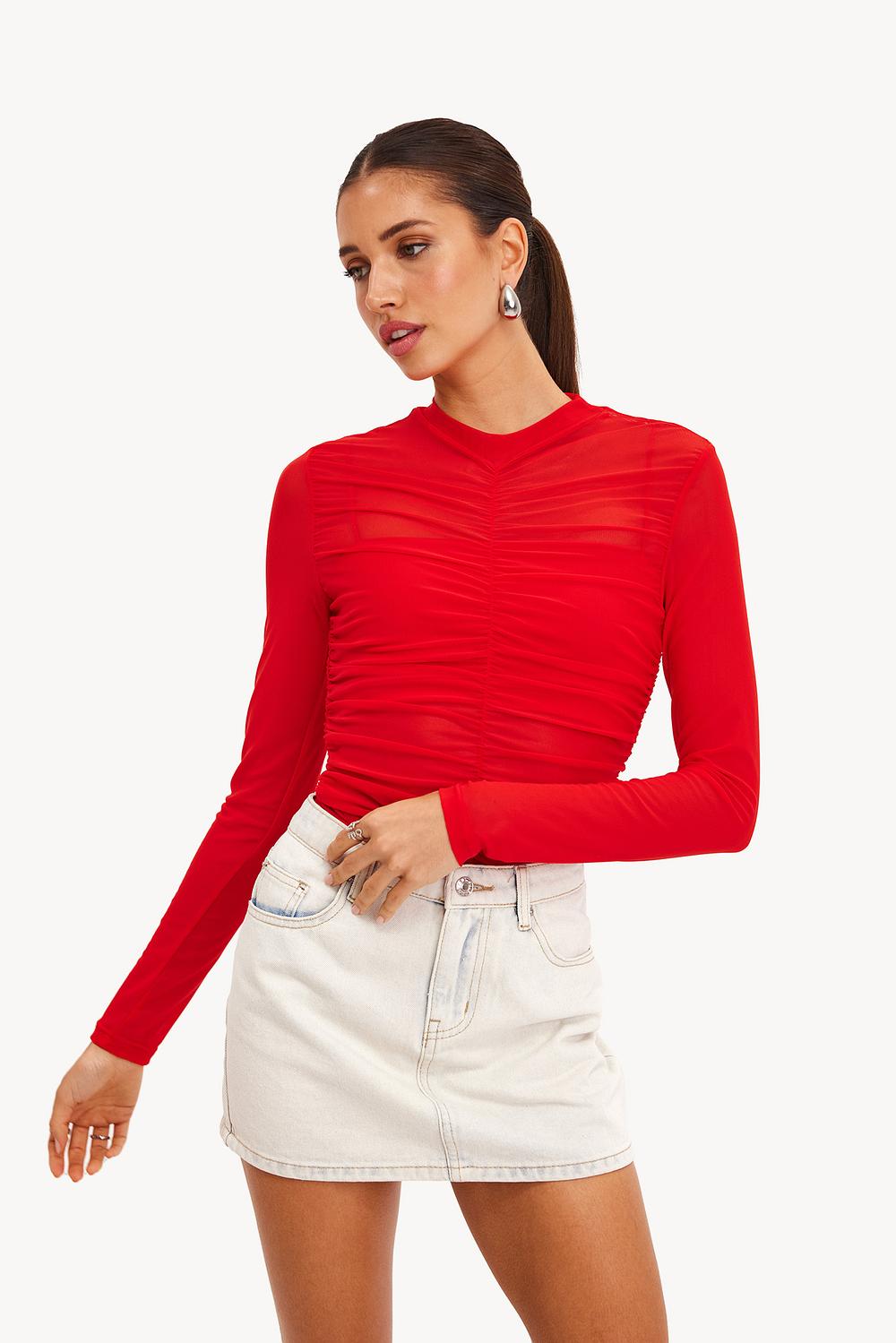 Red mesh top