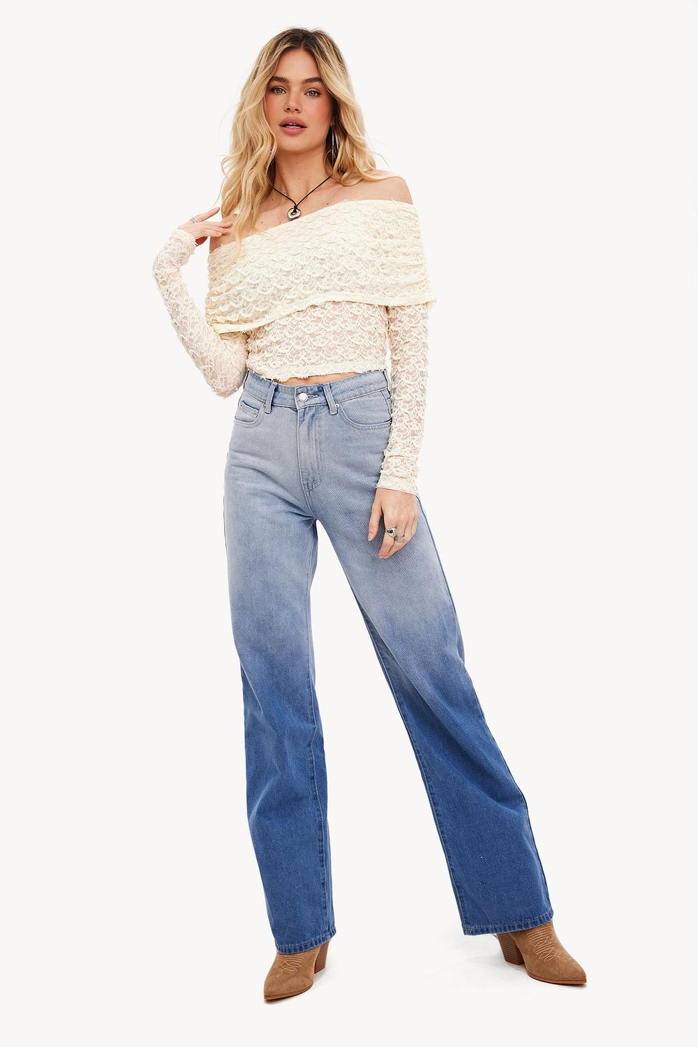 Blue high straight fit jeans