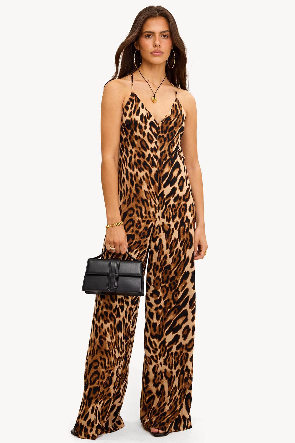 Mono negro con estampado de leopardo