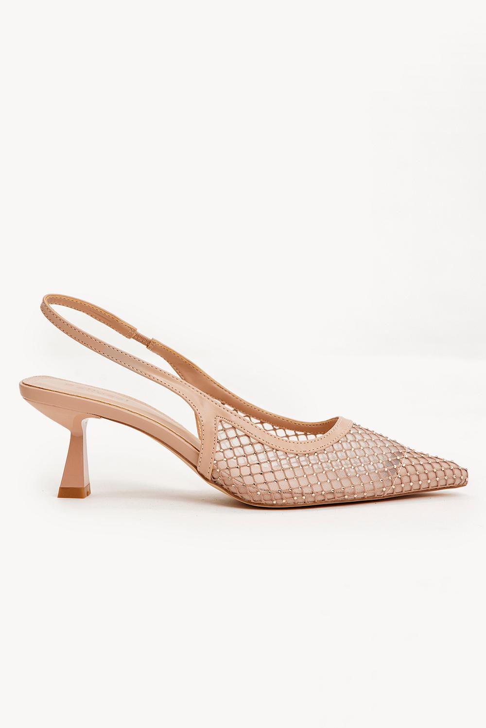 Beige heels with mesh details