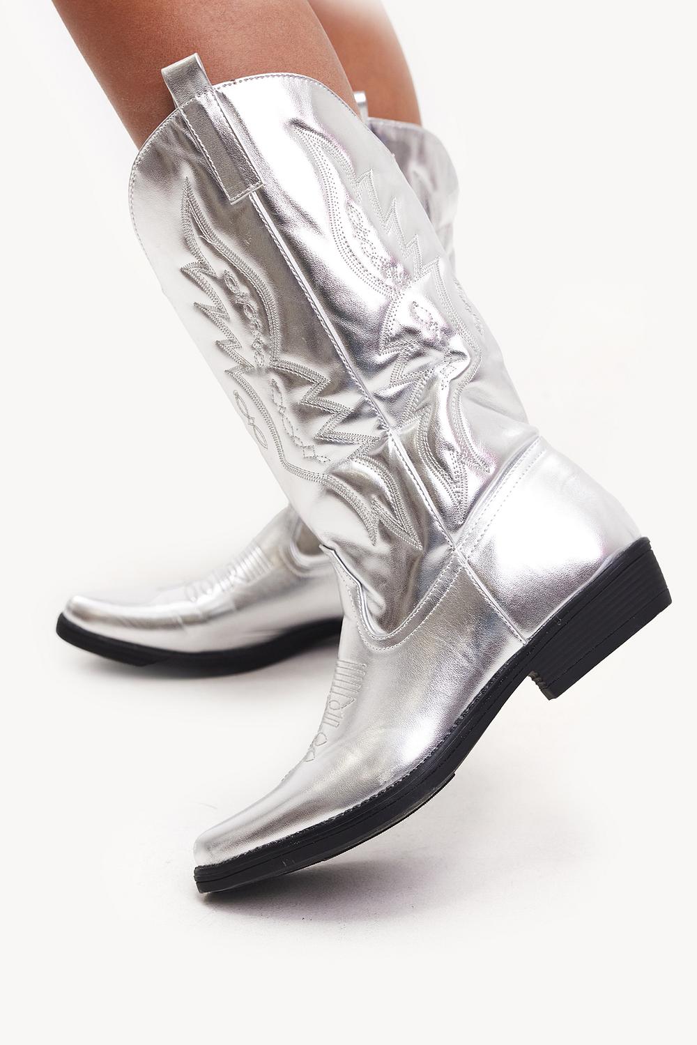 Silver cowboy boots