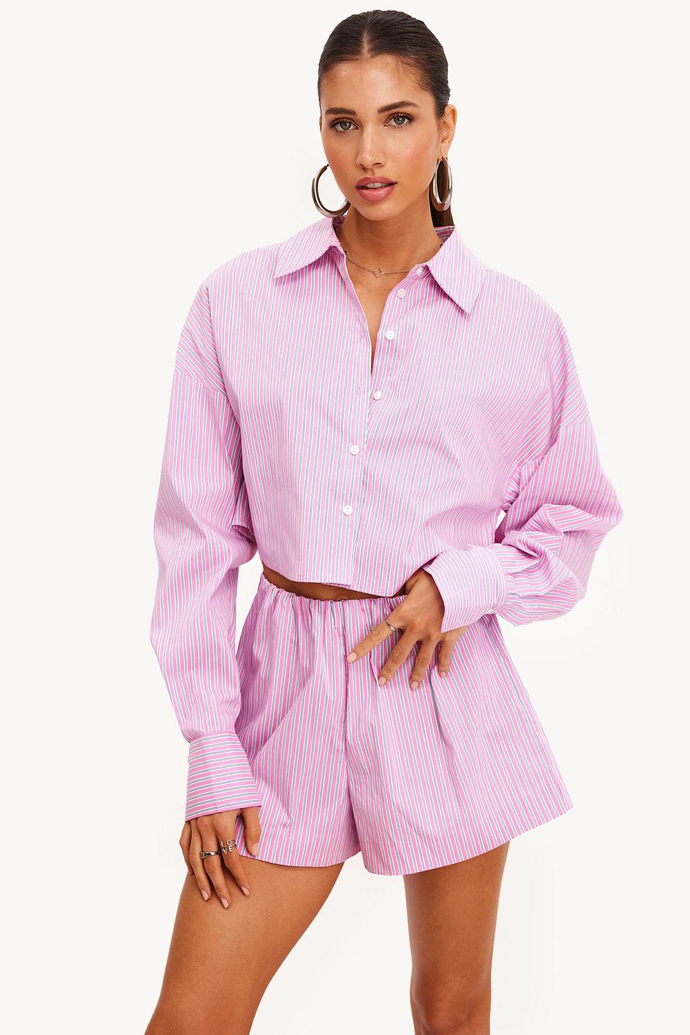 Blusa rosa claro a rayas