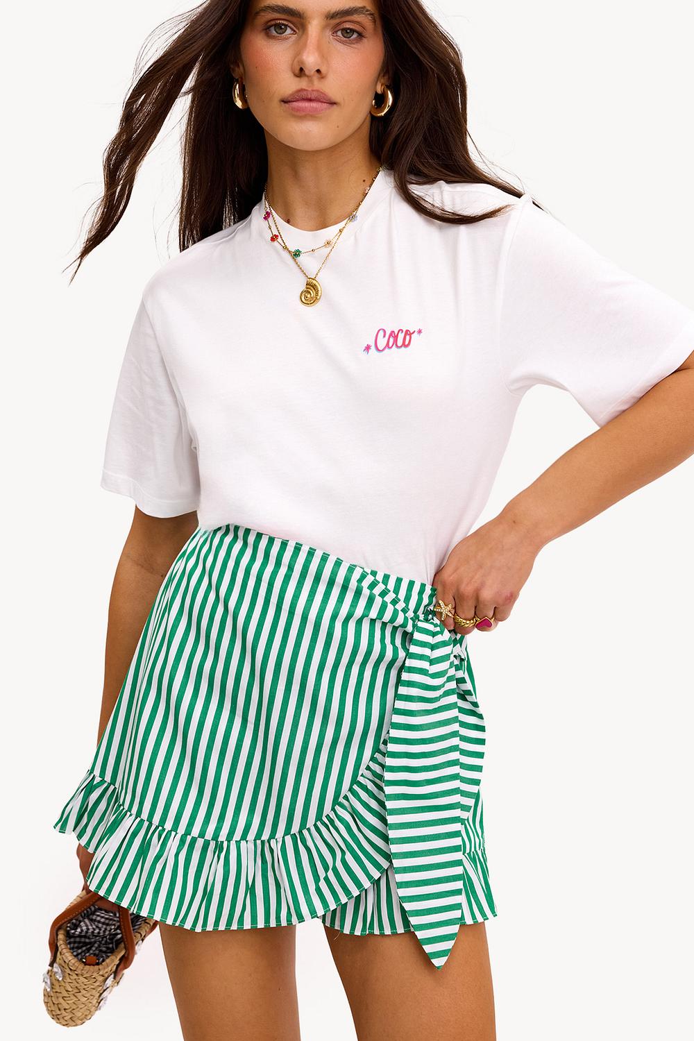Falda pantalón verde a rayas