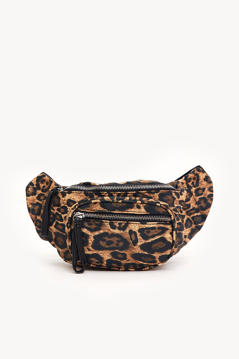 Brown bum bag with leopard print