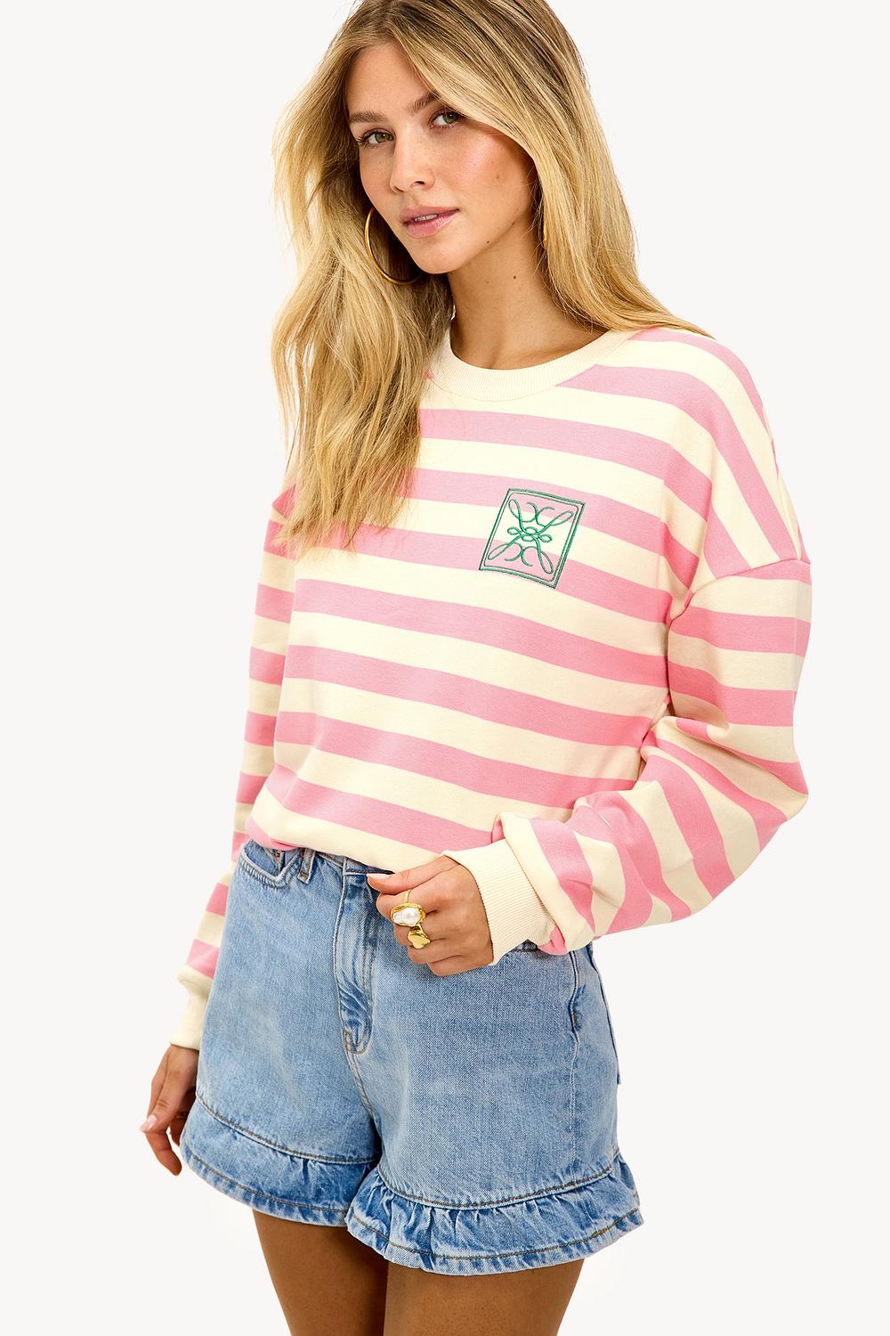Roze gestreepte sweater