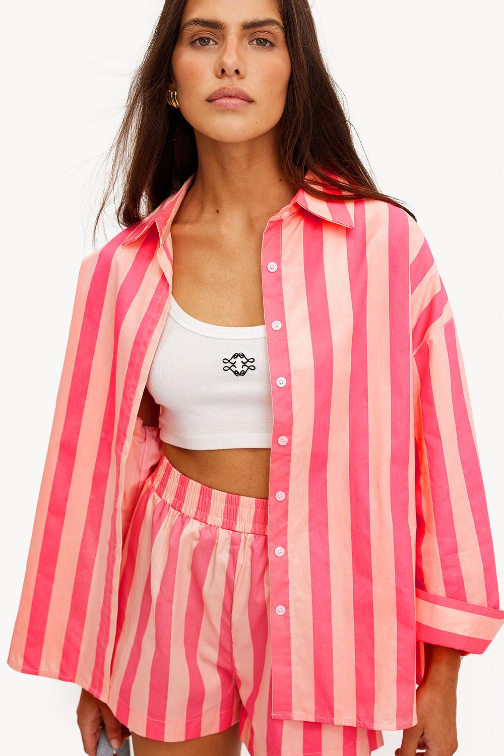 Pink blouse with stripes