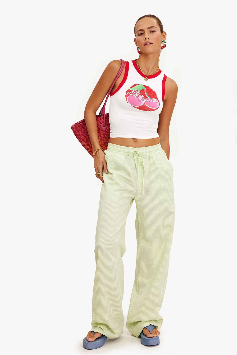 Pantalón verde de rayas