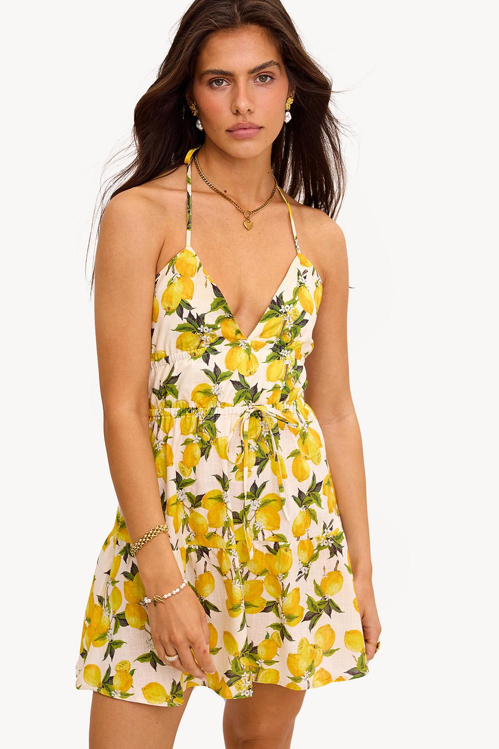 Mini robe avec imprimé citron