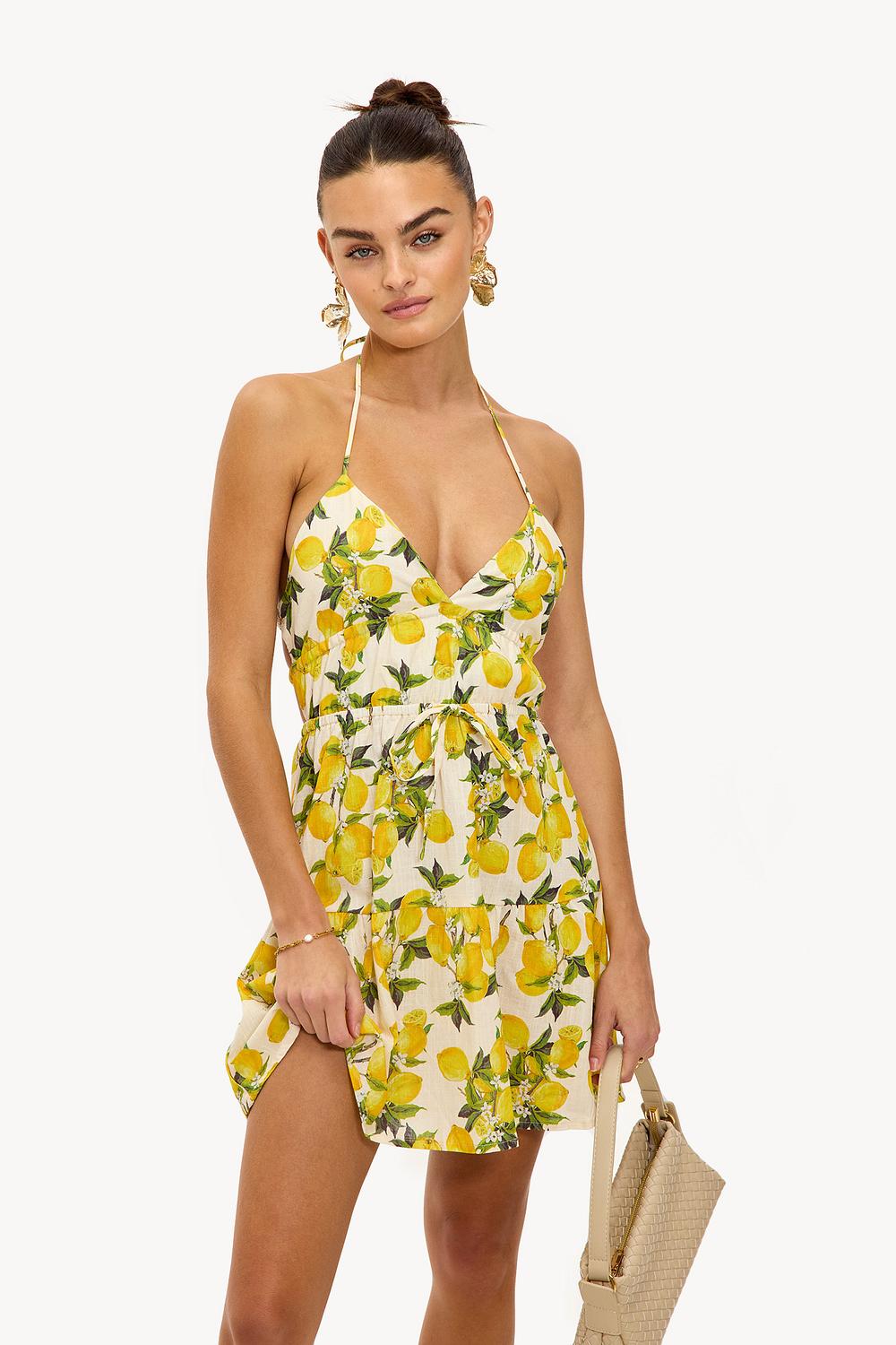 Mini dress with lemon print