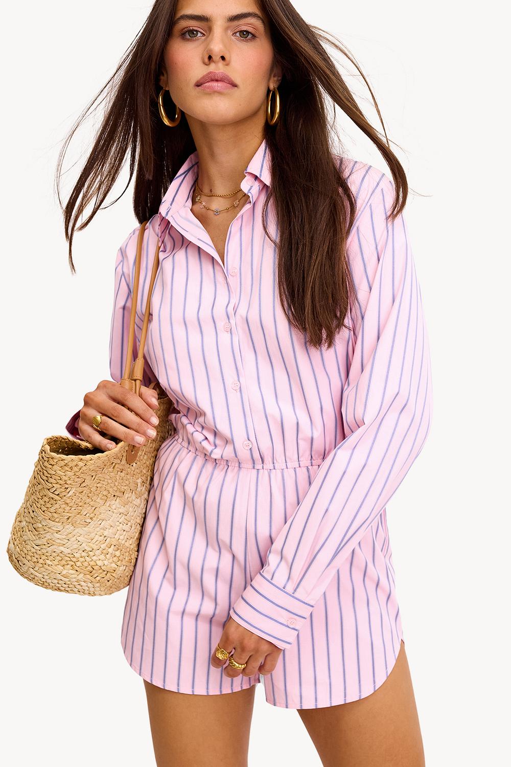 Pink playsuit with stripes