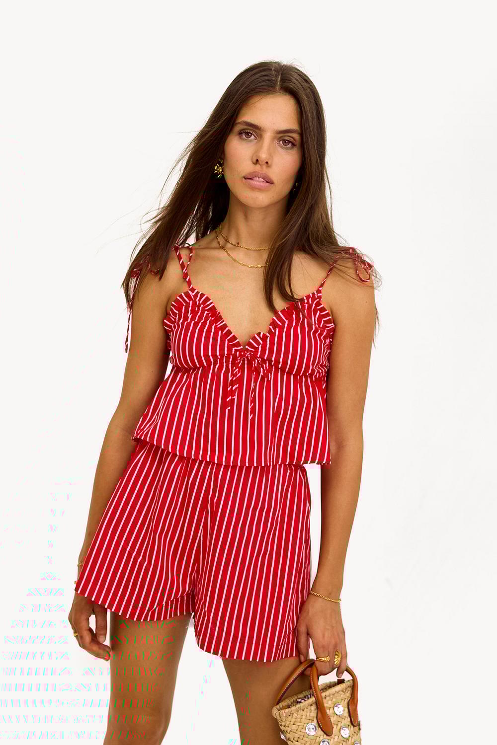 Short rojo a rayas