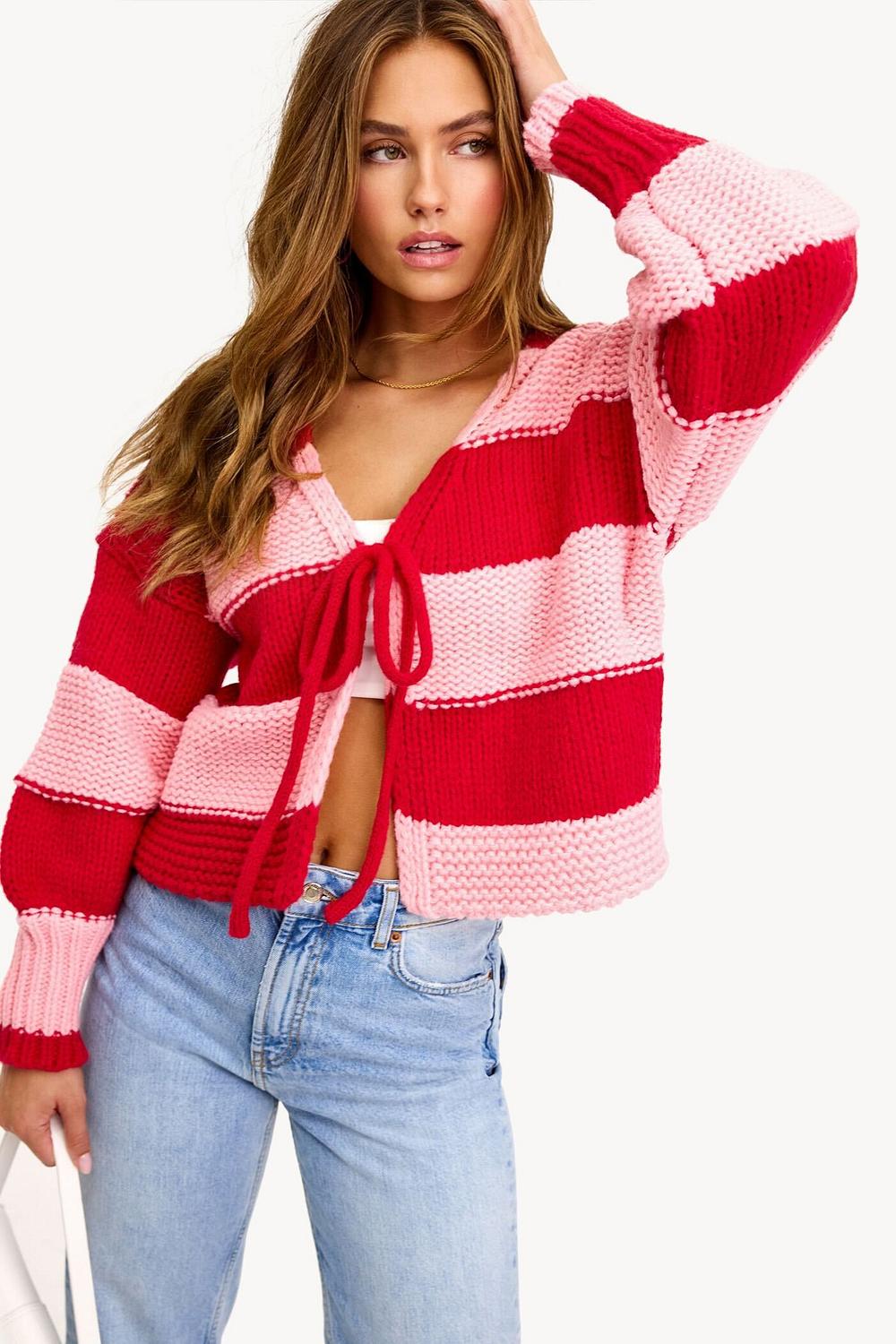 Chaqueta rosa a rayas