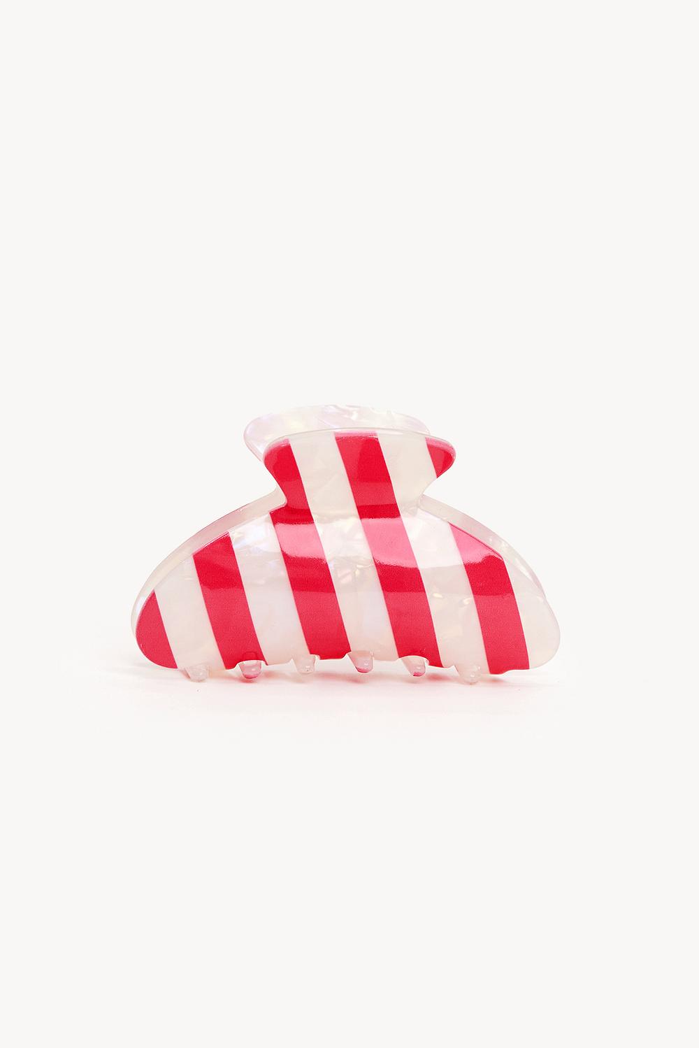 Red hair clip with stripes