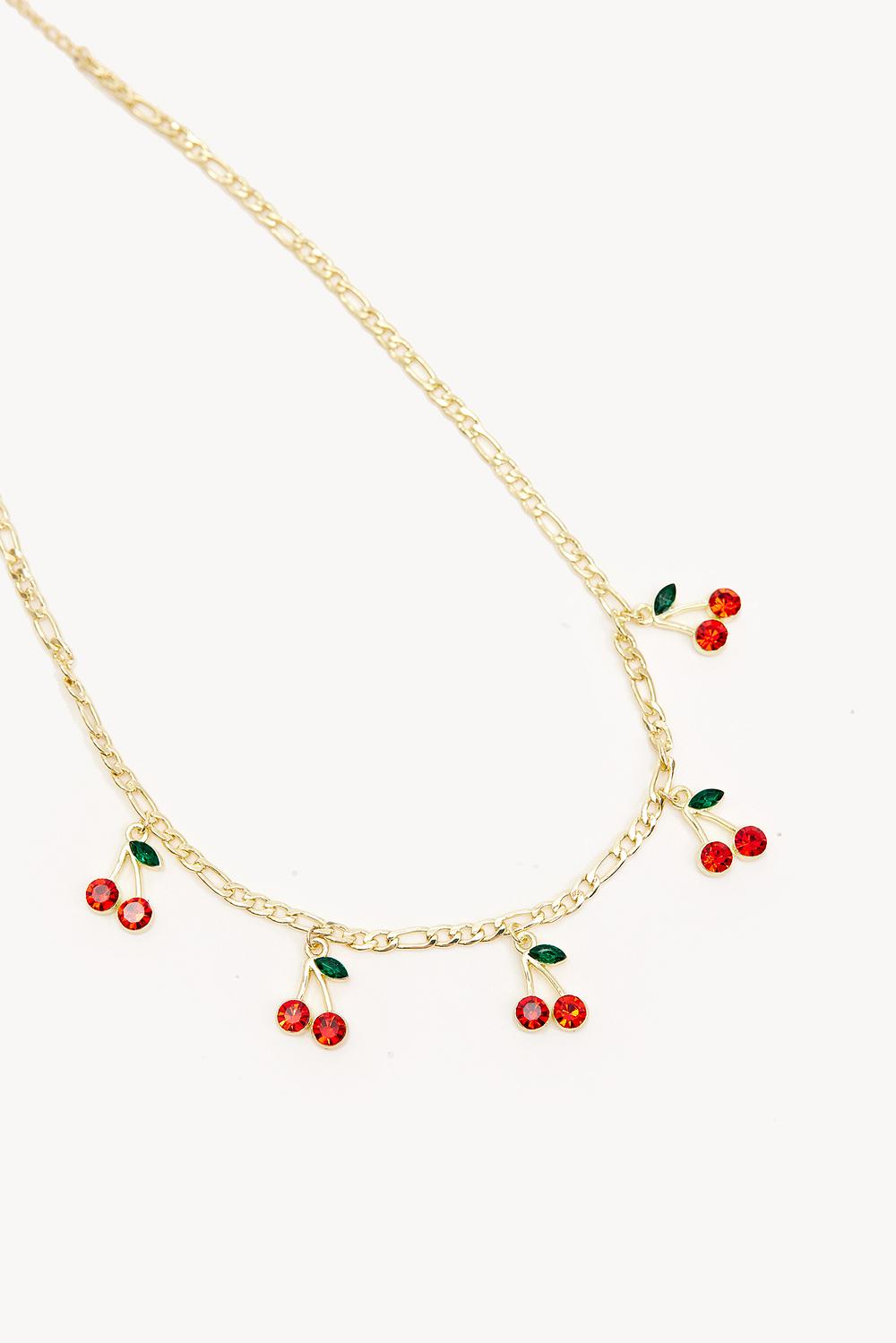 Gold necklace with cherry pendants