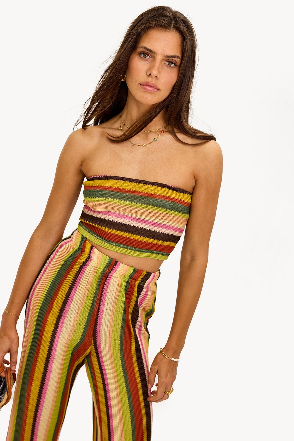 Top bandeau multicolor a rayas