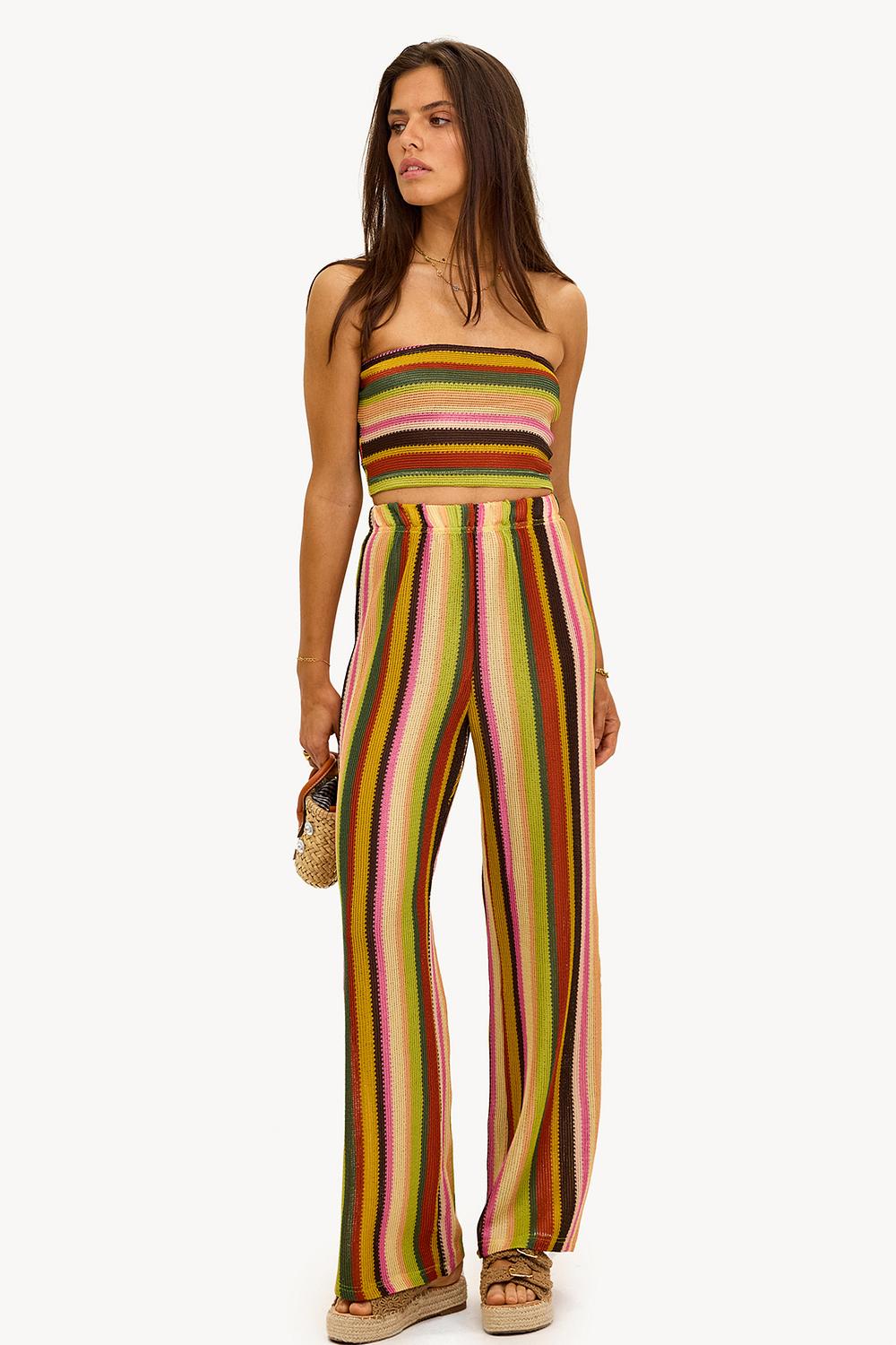 Pantalon multicolore à rayures