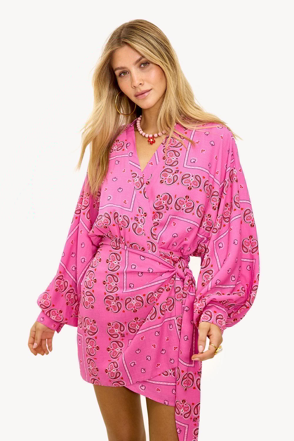 Roze jurk met grafische print | Loavies