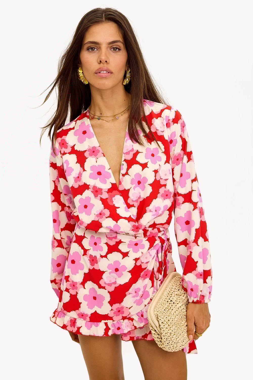 Combinaison rouge à imprimé floral