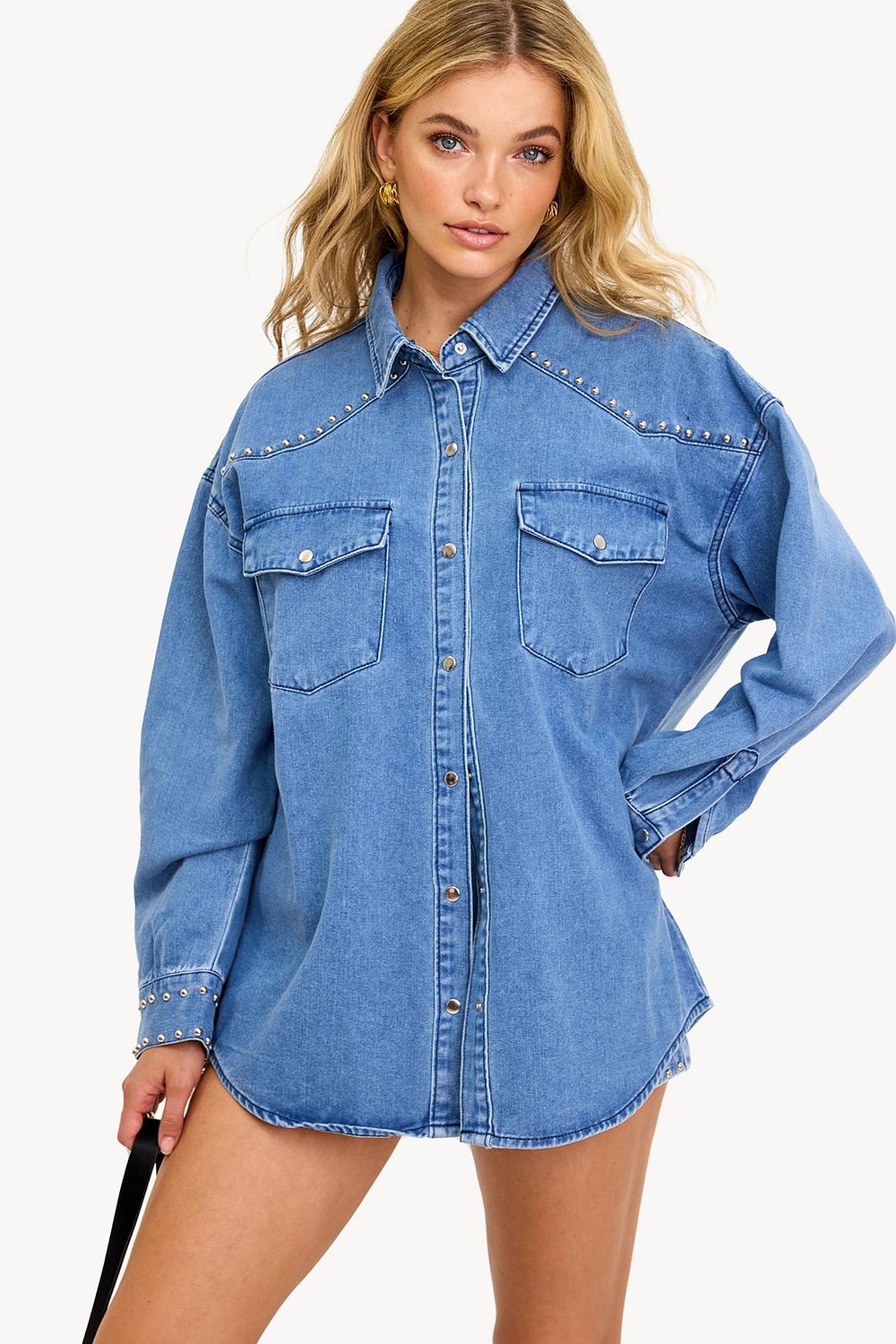 Chemisier en denim bleu