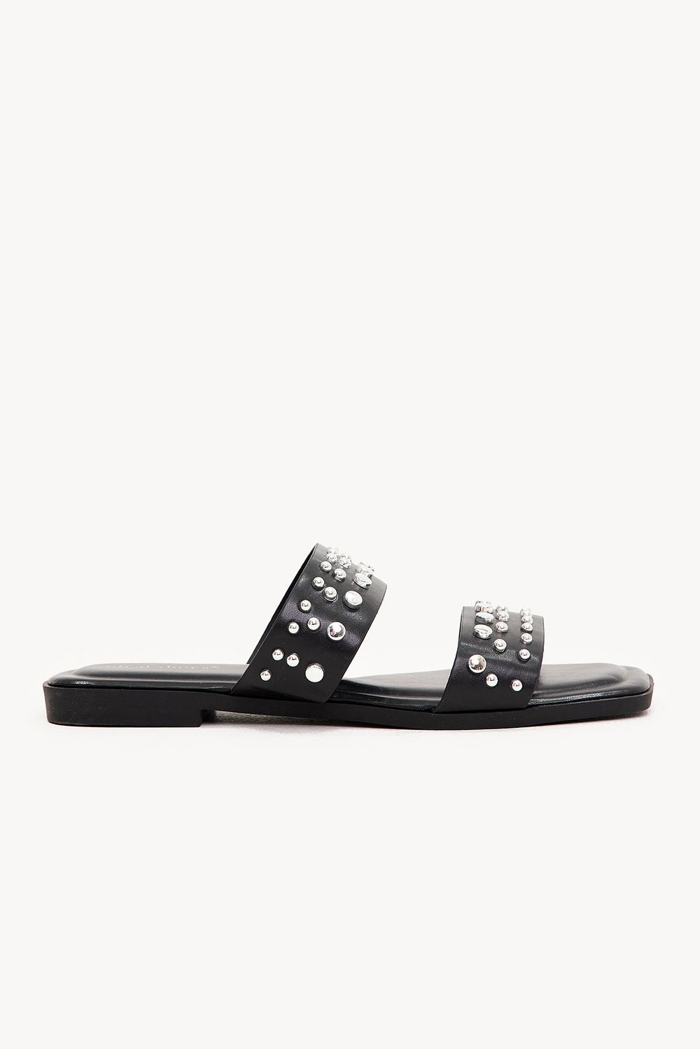Black slippers with studs
