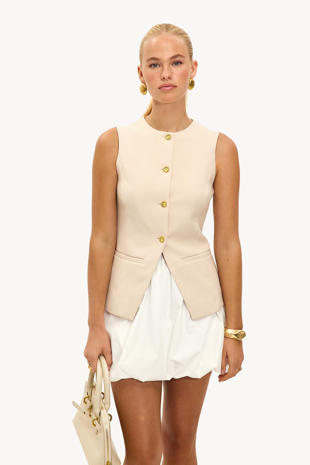 Zandkleurige gilet
